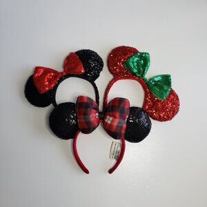 Minnie Headbands 3 Holiday Colors "Merry and Bright"